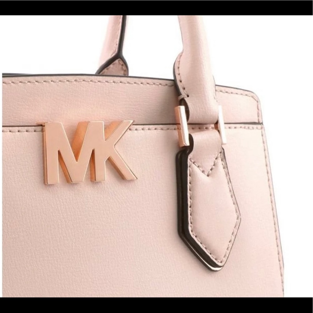 NWT Michael Kors Mott Large Saffiano Leather Satchel Bag In Power Blush Color - Picture 2 of 13